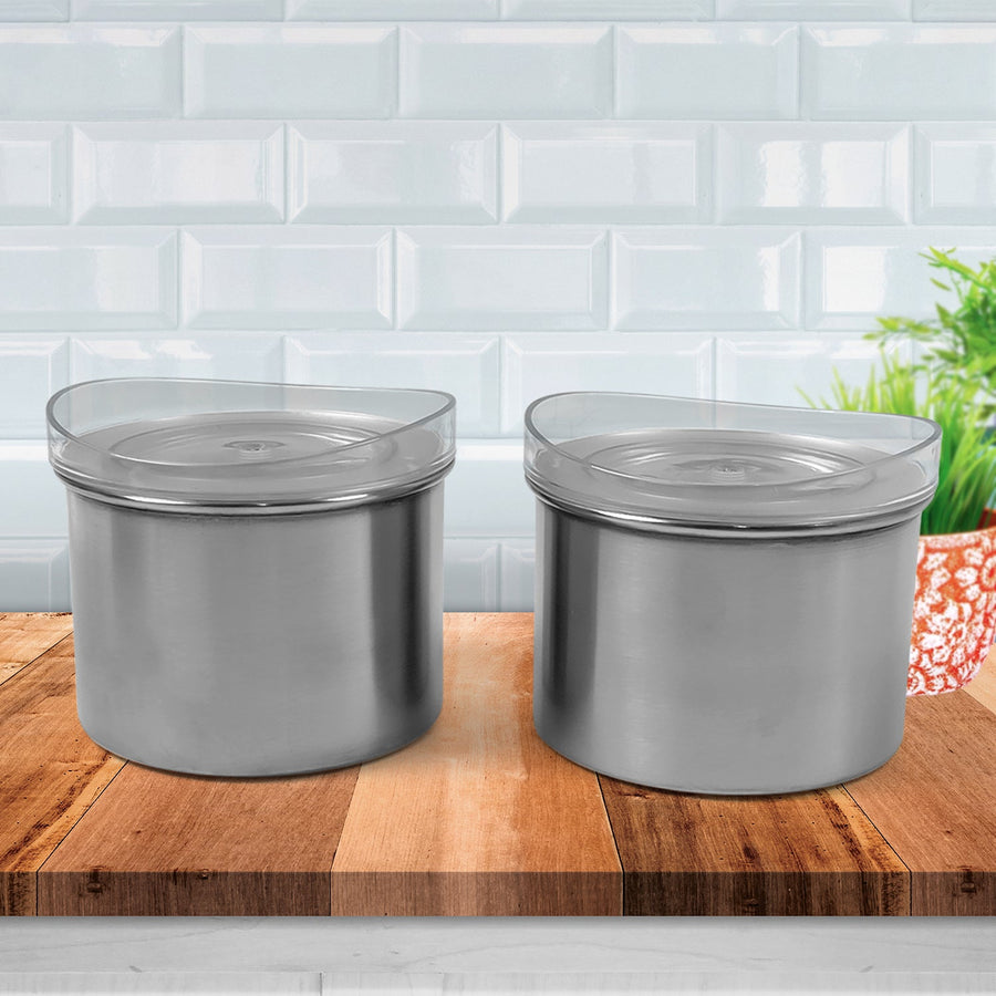 Airtight Stainless Steel Containers – See-Through Lid, 500ML (Set of 2) | Konvex