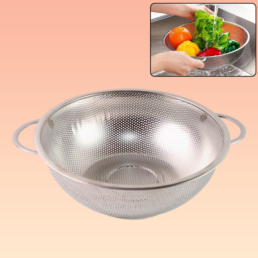 Stainless Steel Strainer Bowl – Multipurpose Kitchen Tool | Indo Glow