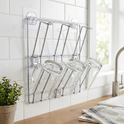 Wall Mount Cup & Mug Holder Rack - Steel Drying Stand, 25 cm