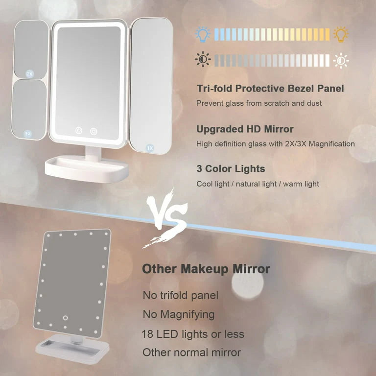 Multifold LED Makeup Mirror