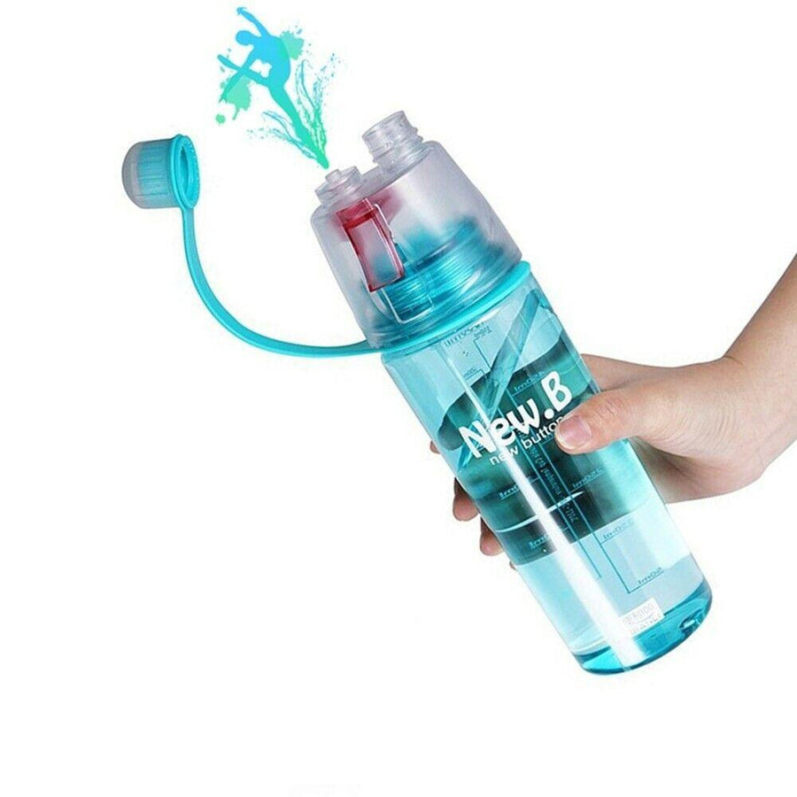 Sports Water Bottle with Spray Mist - 600 ml, BPA-Free