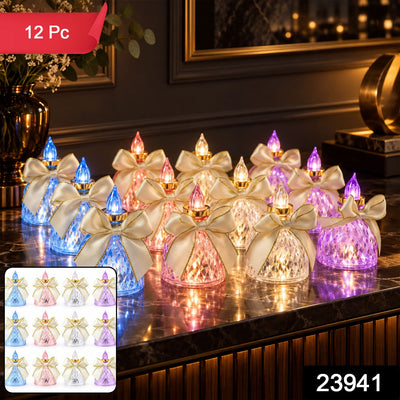 LED Candle Lights with Bow - Set of 12 Flameless Tealights
