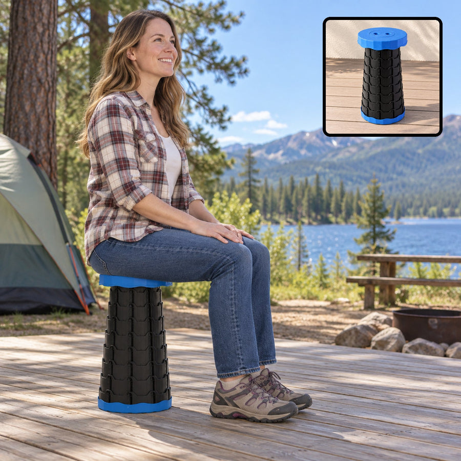Telescopic Folding Stool - 42 cm Collapsible Portable Seat