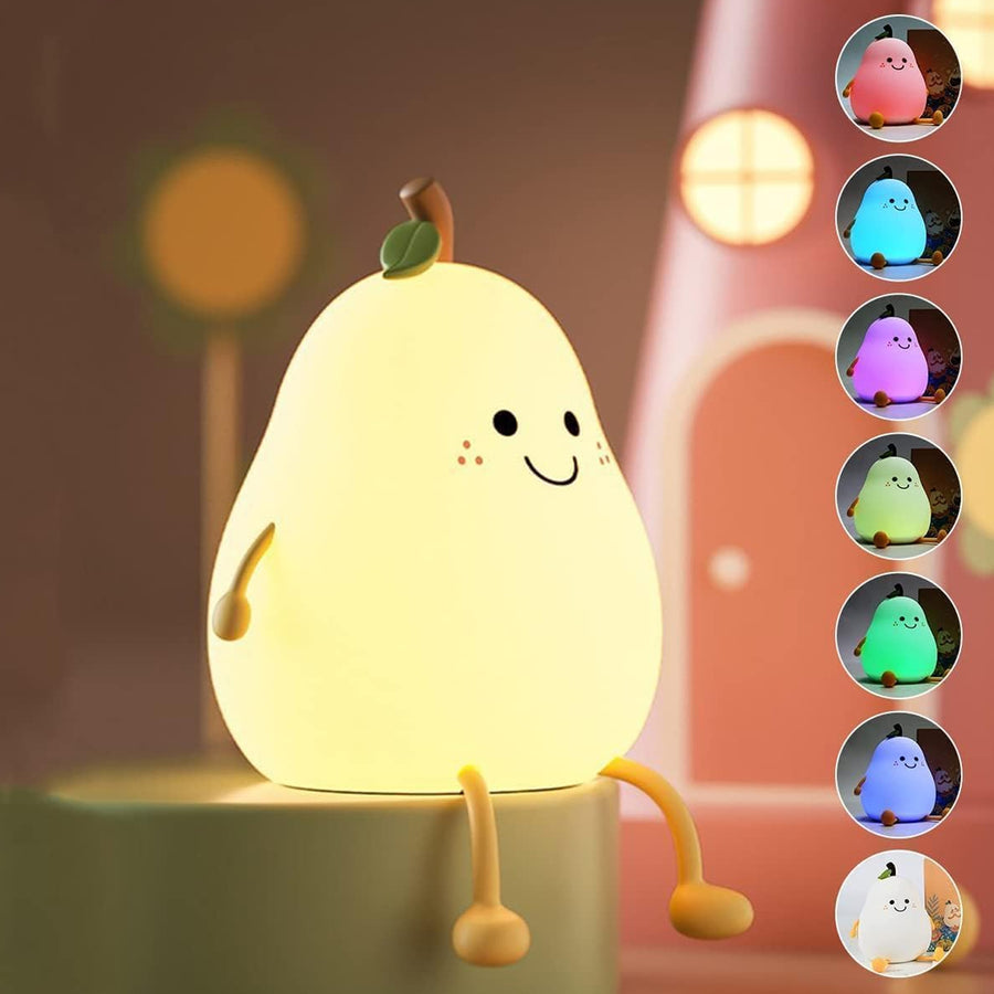 Pear Silicone Night Lamp - Rechargeable Touch Light, Colour Changing