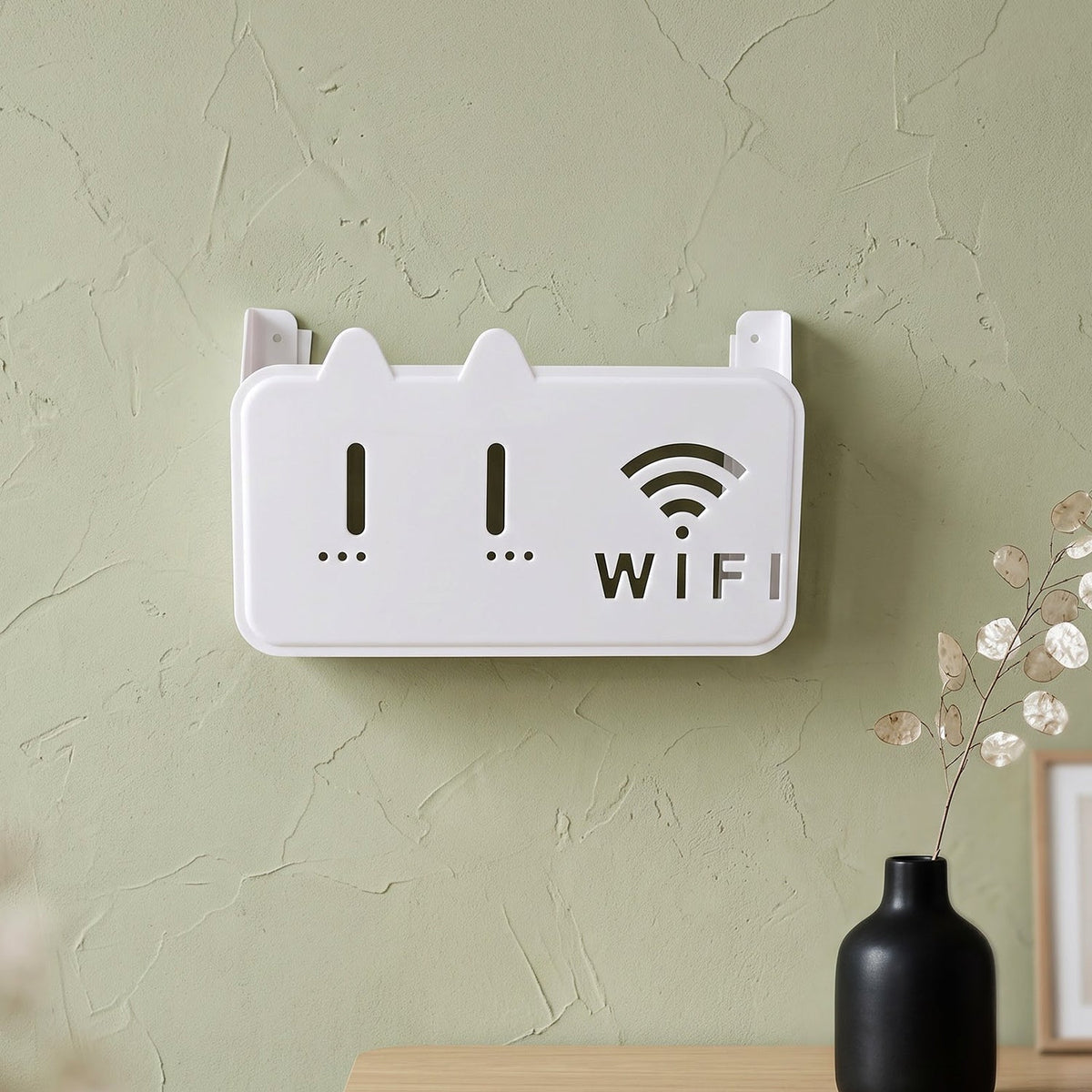 Plastic Wall Mount Wifi Router Stand With Cable Slots For Home Storage (1 Piece)