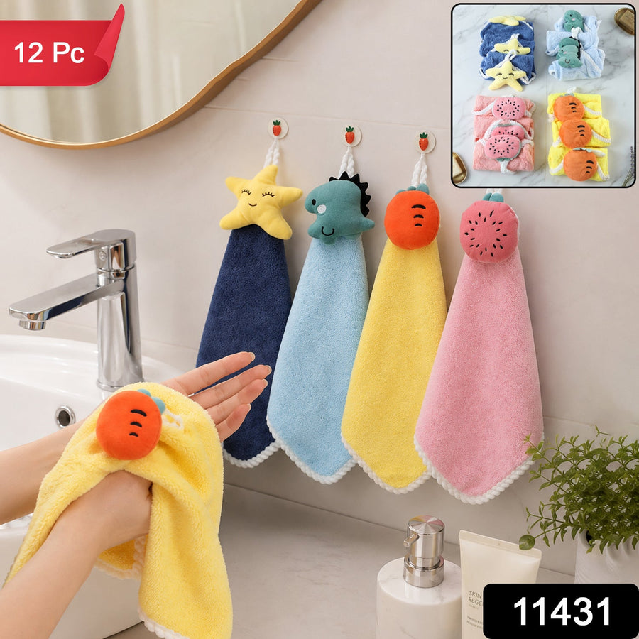 Fruit Print Hanging Hand Towels - Set of 12 for Kitchen & Bath