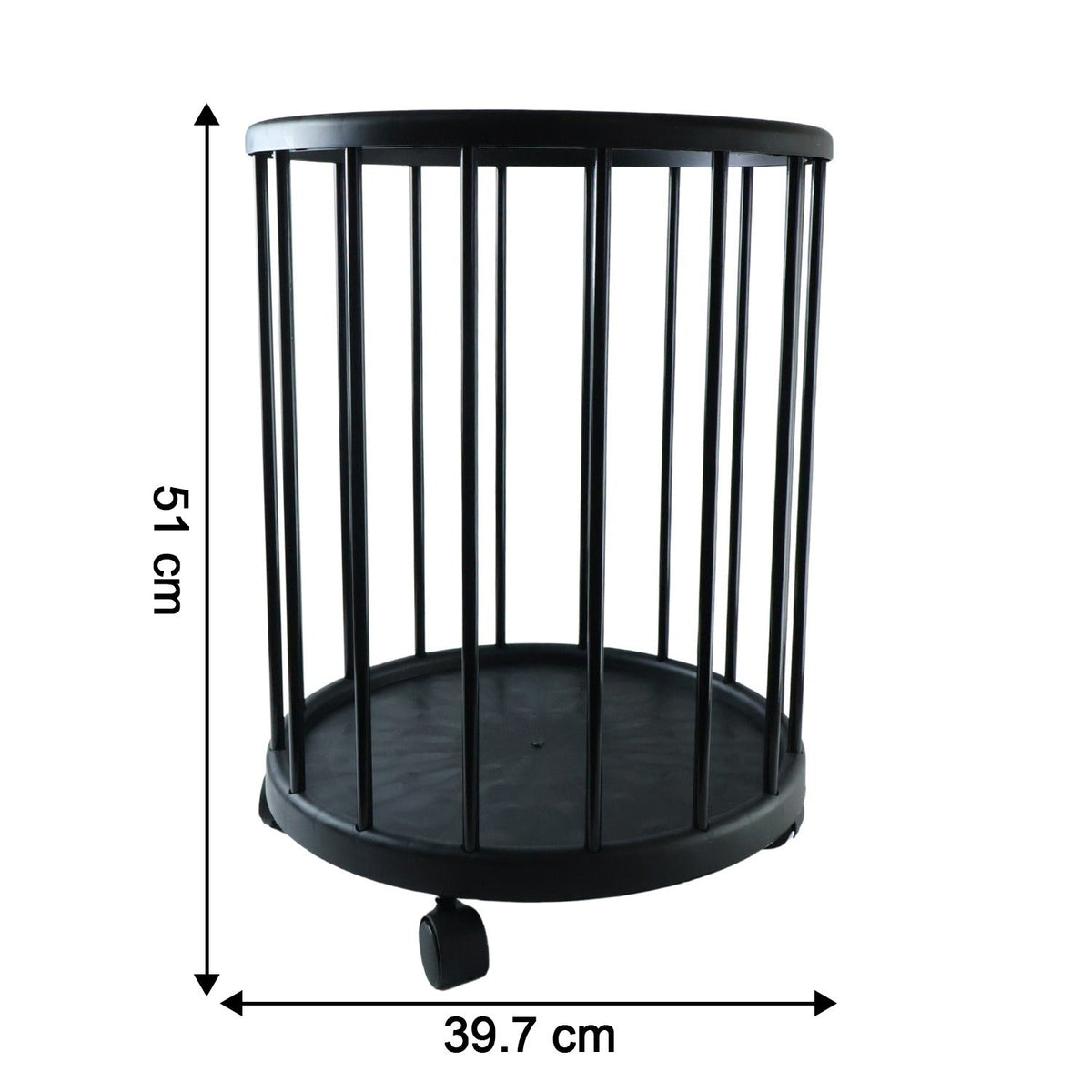 Metal Laundry Basket With Wheels Round Standing Dirty Clothes Hamper (1 Pc)