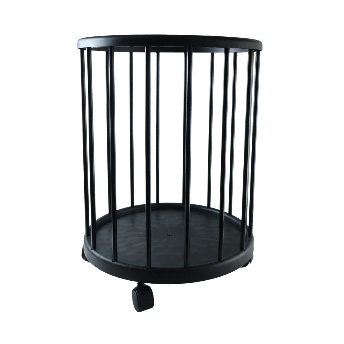 Metal Laundry Basket With Wheels Round Standing Dirty Clothes Hamper (1 Pc)